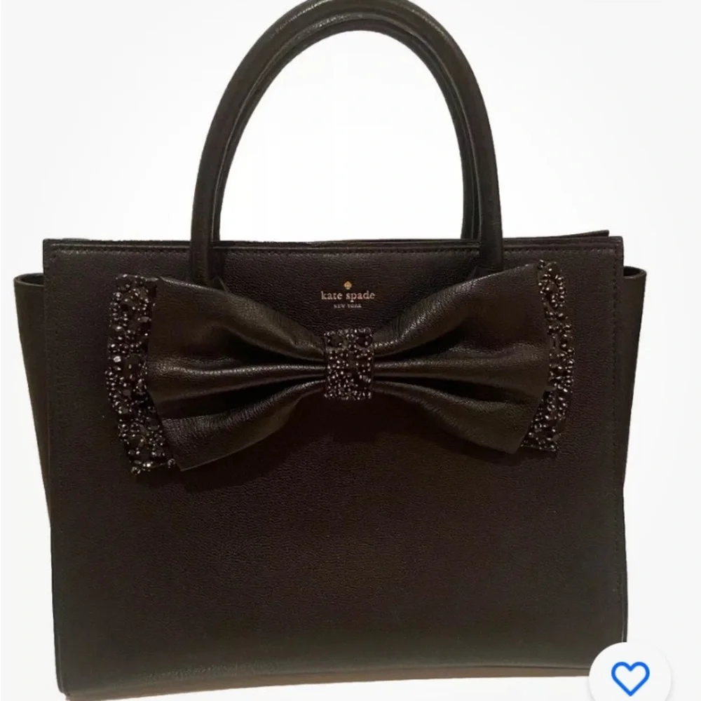 New Kate Spade Manor Place Black Leather/Rhinestones Meriweather Satchel